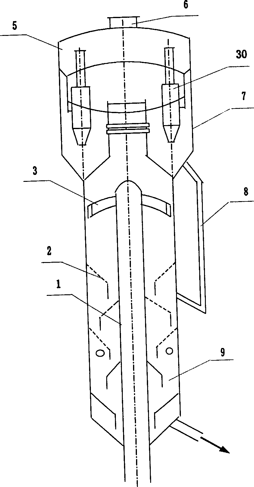 Serial multi-stage process and its compact equipment for fast gas-solid separation and settling