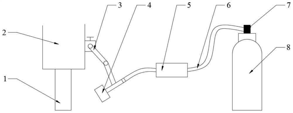 Frozen sand mold printing low-temperature nozzle gas follow-up scanning device