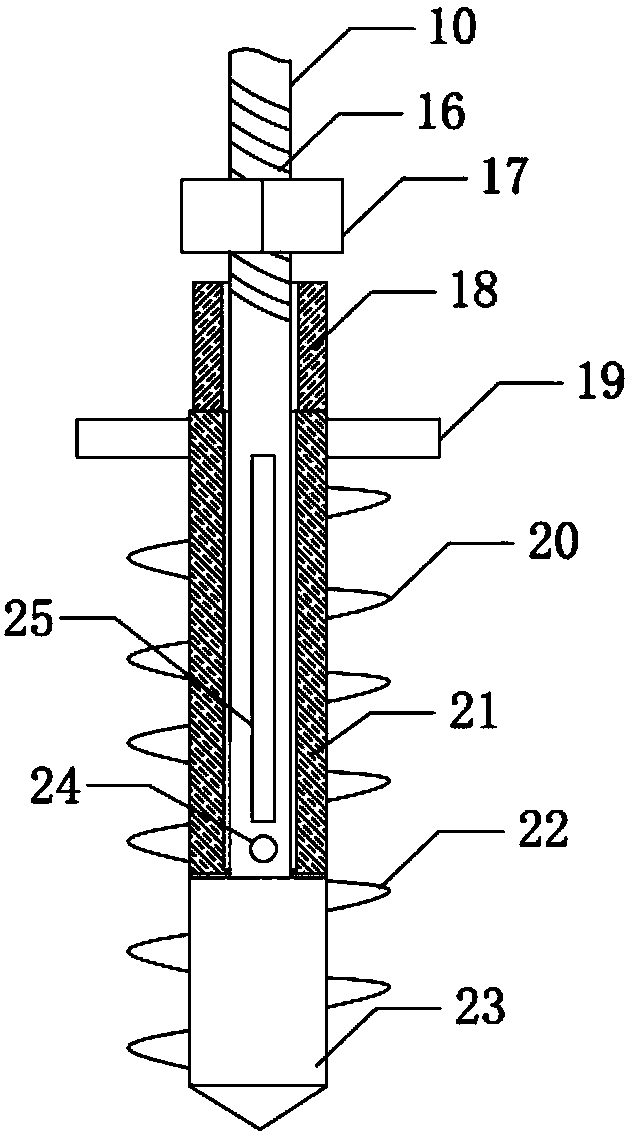 Soil breakage type sampling device for gaseous mercury in soil