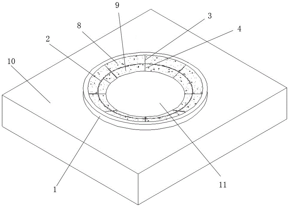 Membrane frame and construction method for the construction of the ball under the turntable of the swivel bridge