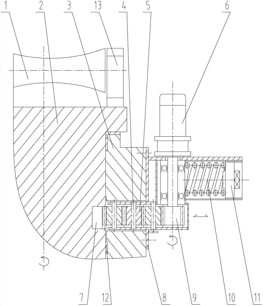 Built-in no-side-gap gear angle adjusting device of inclined roller straightening machine