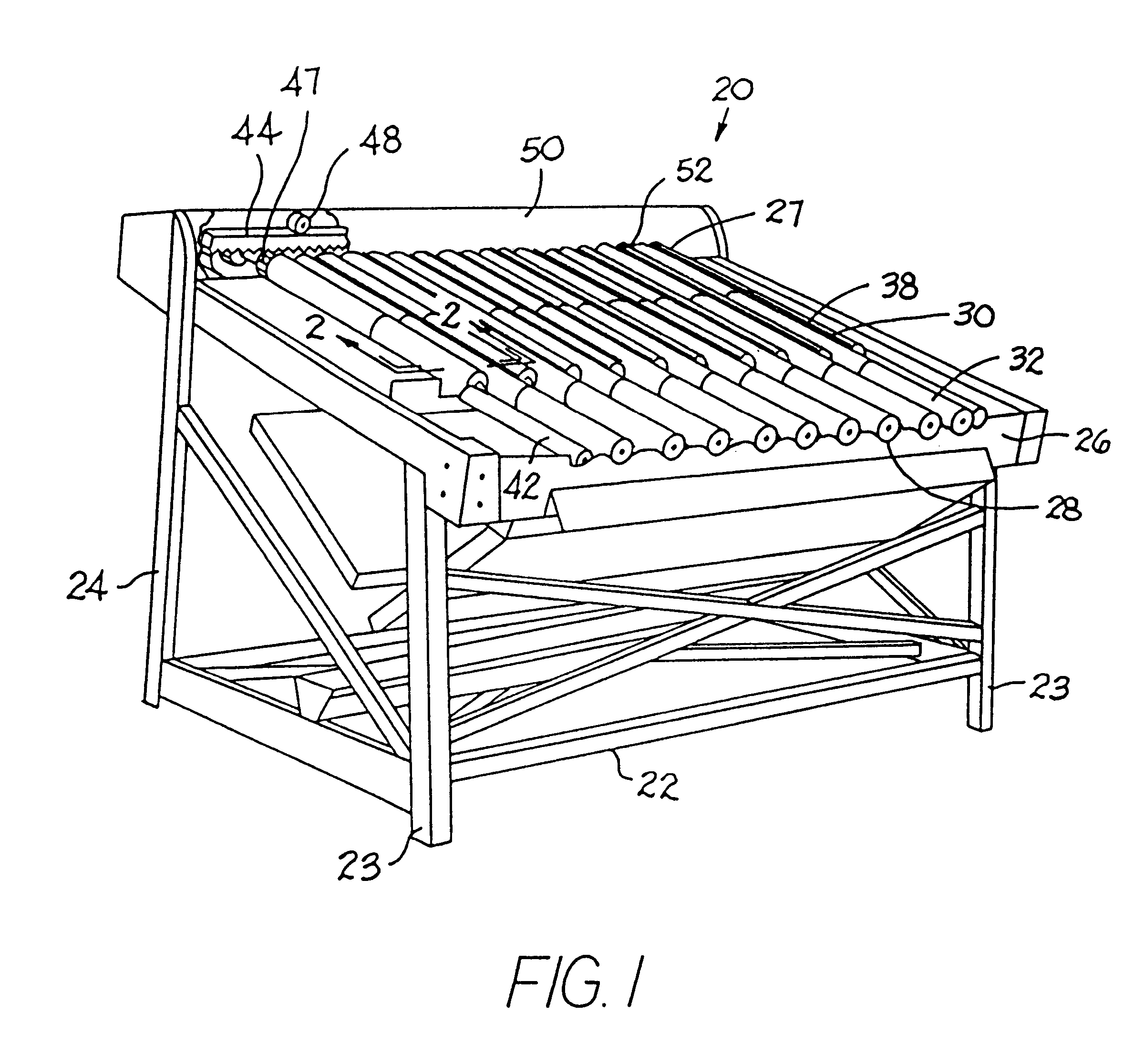 Peeling apparatus with segmented roller assemblies