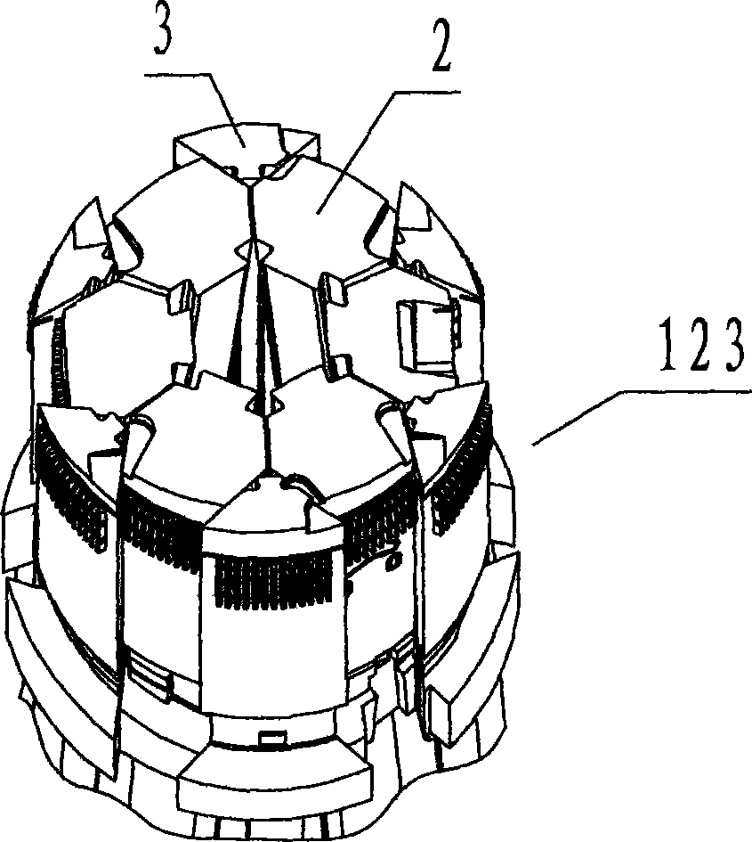 Core pulling device of cylindrical core with backoff structures uniformly distributed on cylindrical surface