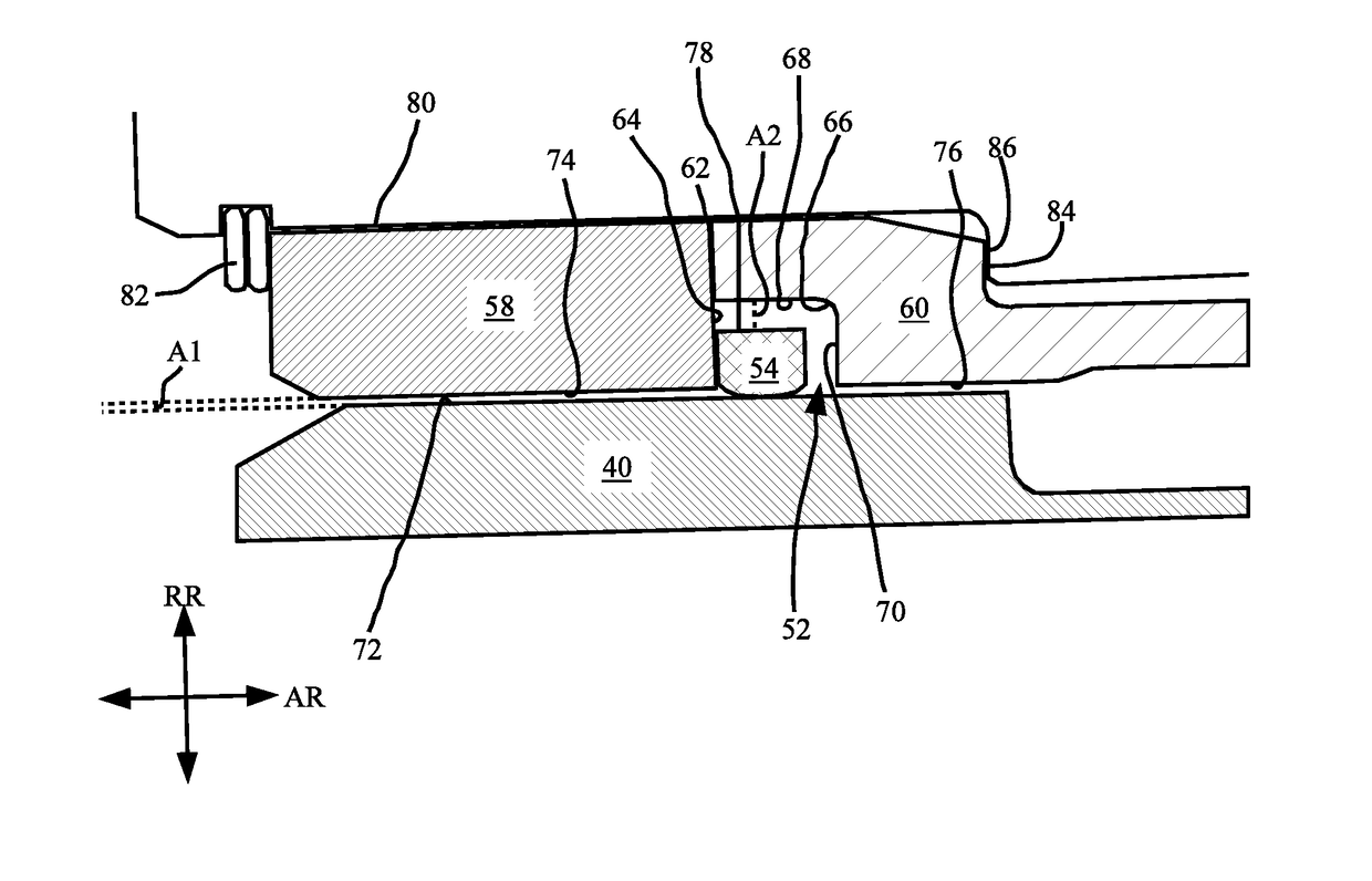 Seal arrangement for a mid turbine frame of a gas turbine