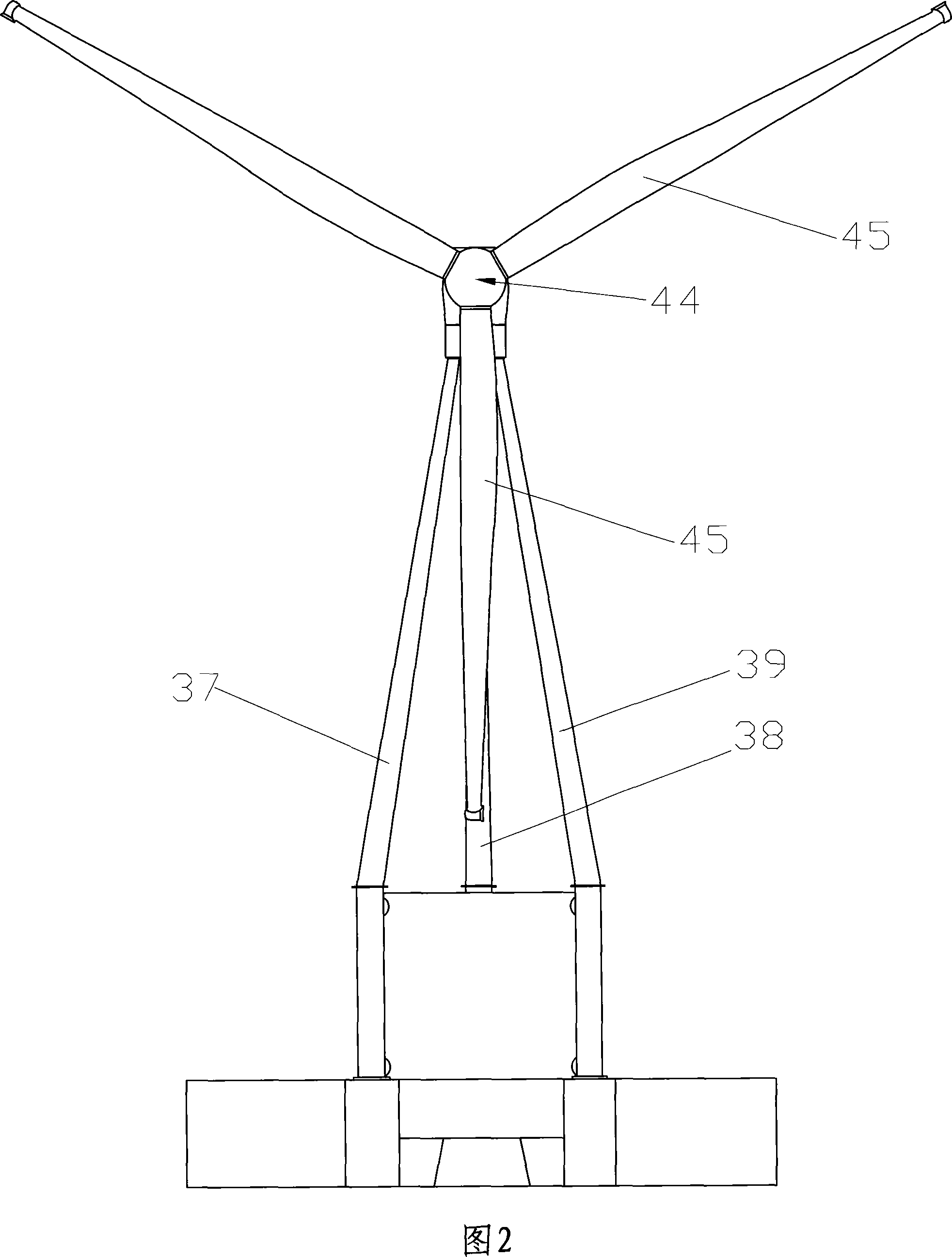 Perpendicular wing tip whiff sea wave tide wind power combined generation set