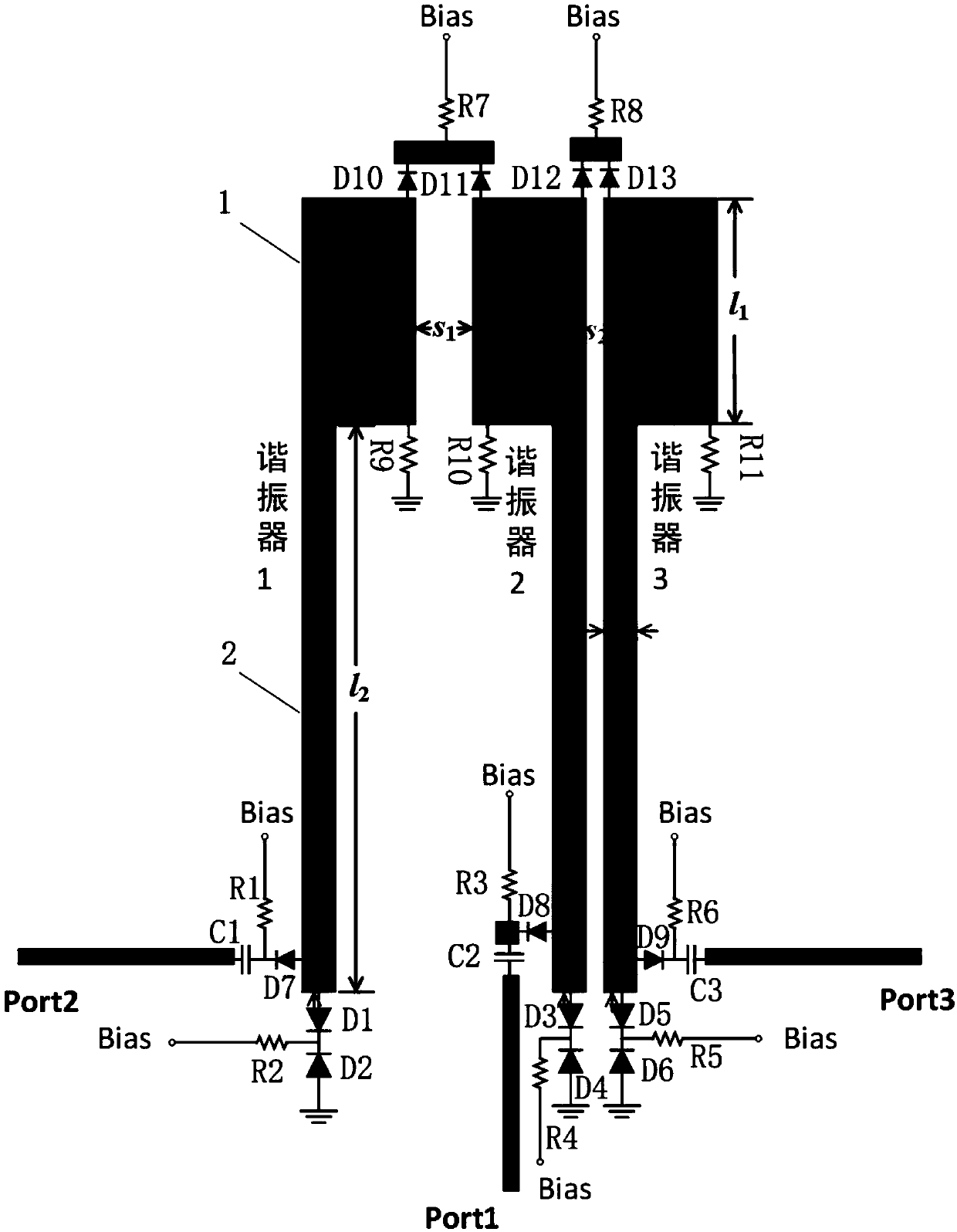 Multifunctional filter with adjustable center frequency and bandwidth based on microstrip line resonator