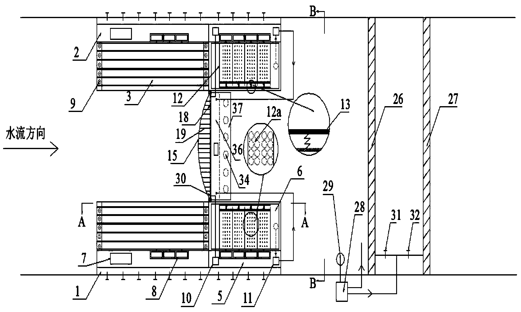 Device and method for removing algal bloom and purifying algae source in branch reservoir bay of channel reservoir