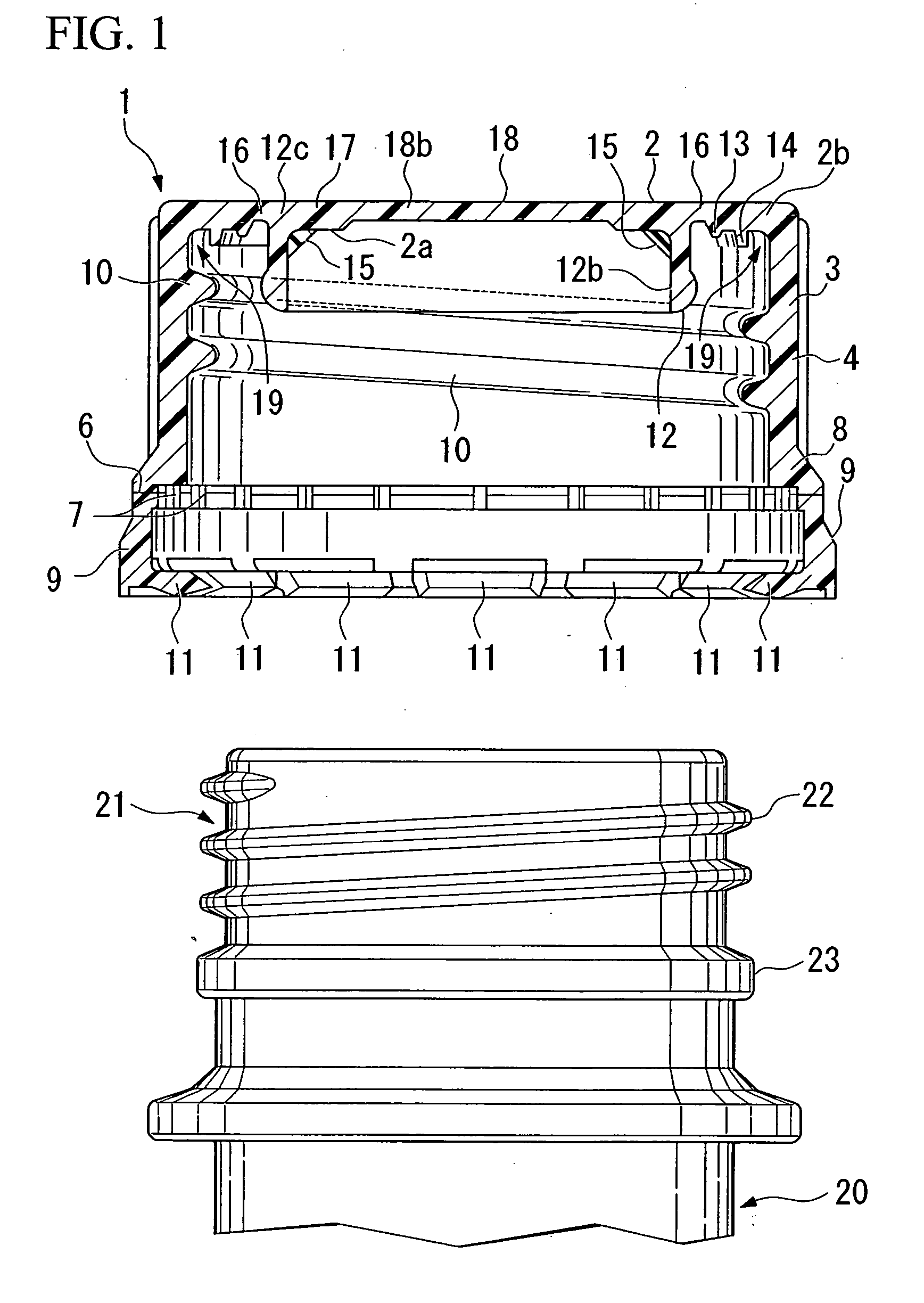 Synthetic resin cap, closing device, and container-packed beverage