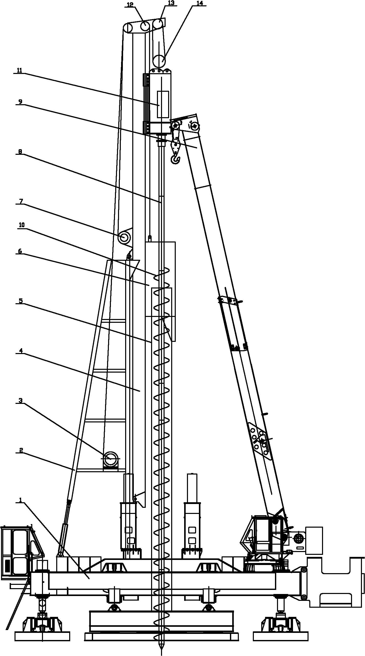 Static pressure moderately-excavated pile pressing machine and static pressure moderately-excavated pile pressing construction method