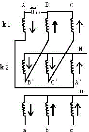 Testing method of phase shifting angle of zigzag transformer