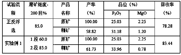 Continuous ore grinding reverse-direct flotation method for siliceous-calcareous collophanite