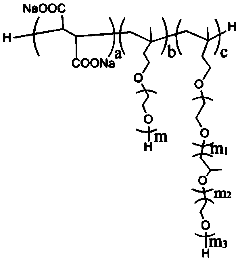 Ternary block macromonomer graft copolymerization high-property polycarboxylic acid water-reducing agent and preparation method thereof