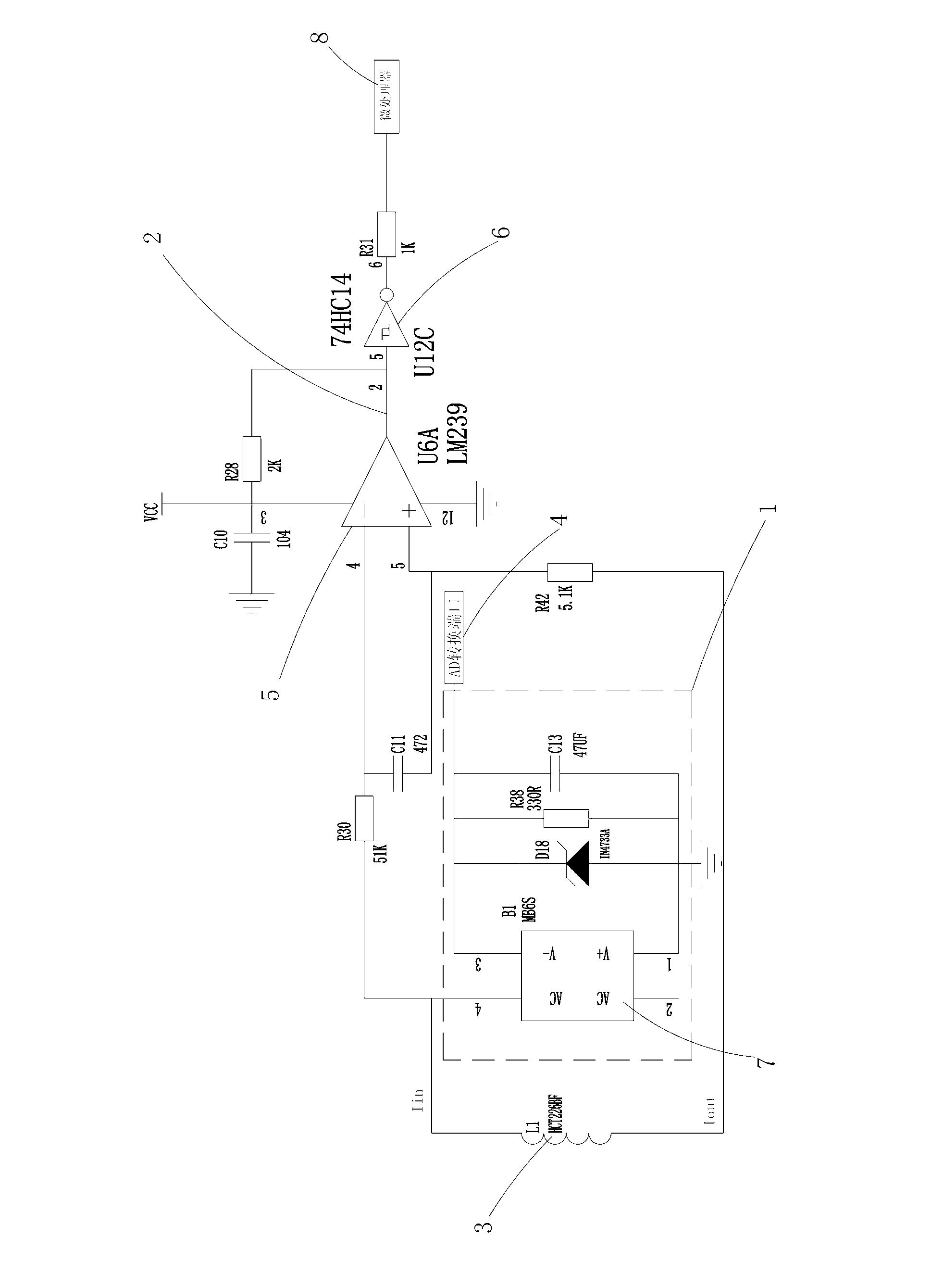 Simplified type alternating-current zero-crossing detecting and amplitude value sampling unit