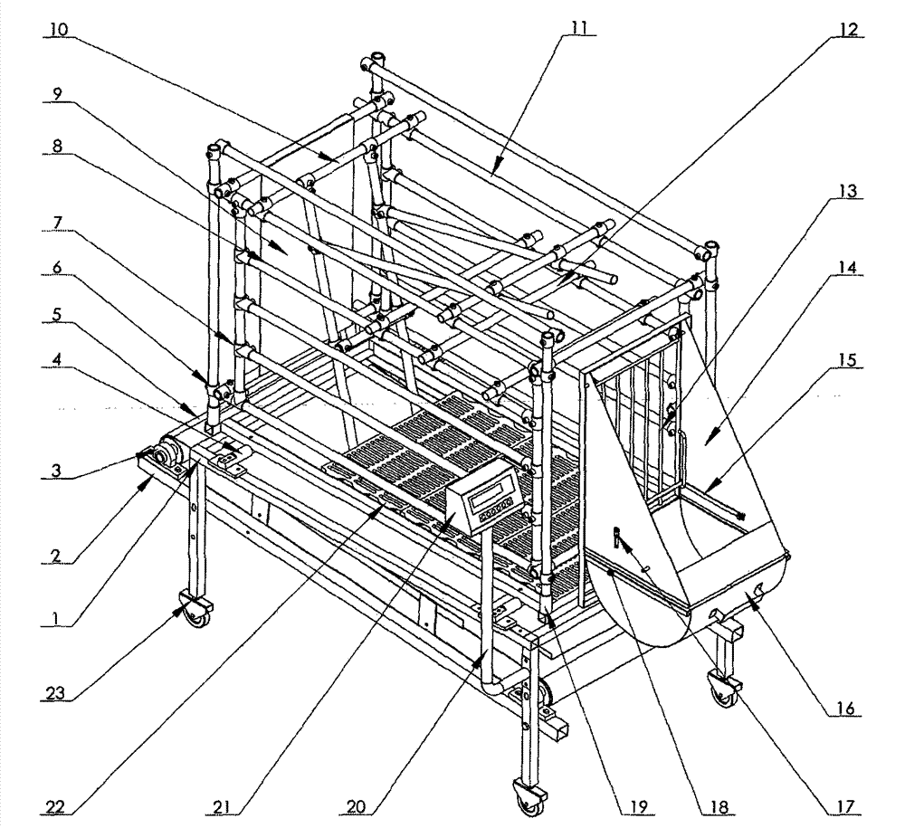 Automatic weighing digestion metabolism cage for pigs and application thereof