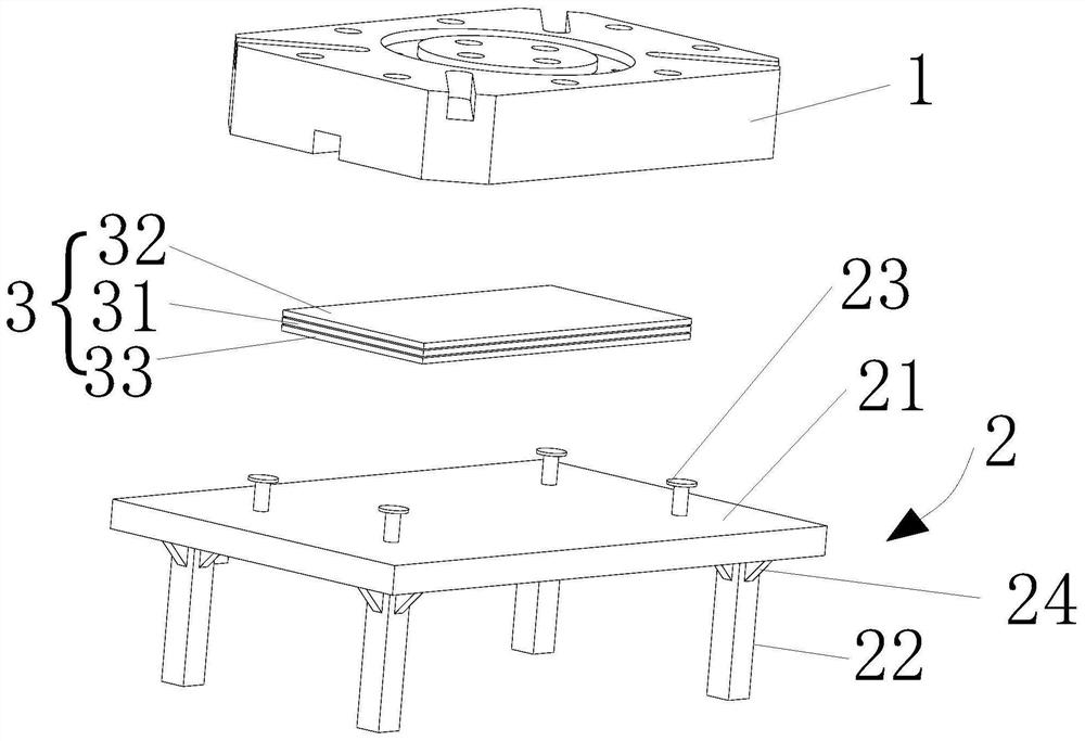 Repairing device for surface abrasion of large wheel fixing table base and repairing process