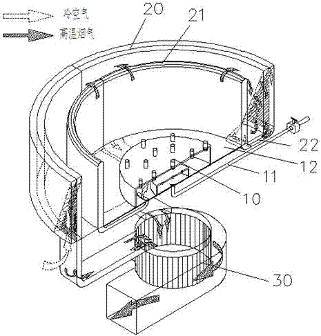 Efficient gas cooking appliance with backheating function