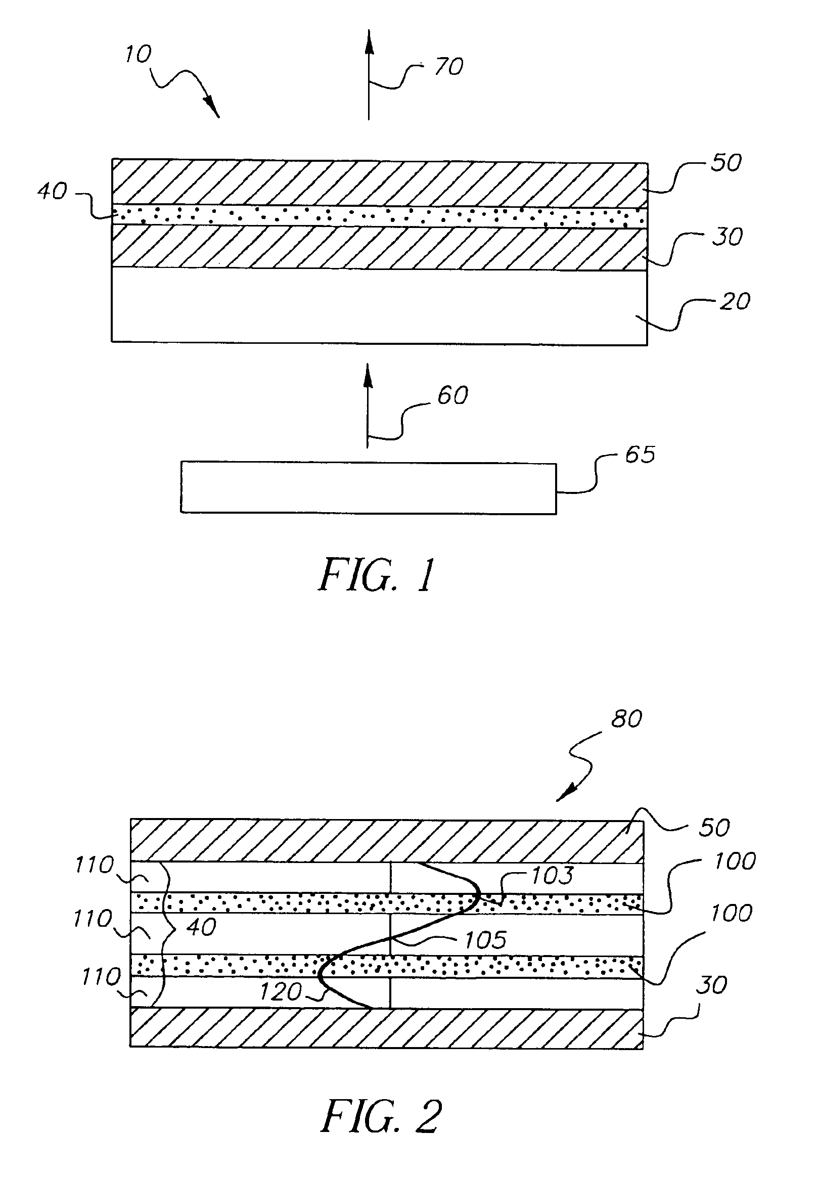 Organic laser cavity device having incoherent light as a pumping source