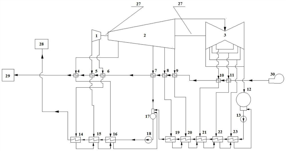 Energy gradient efficient utilization system of supercritical coal-fired generator set