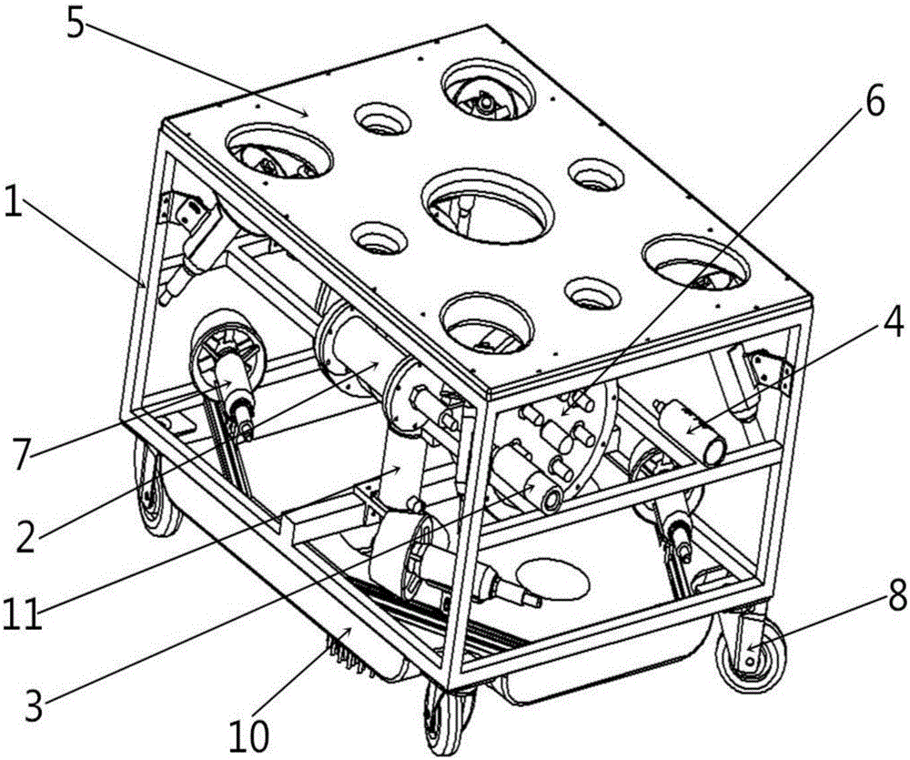 Underwater flushing robot with eight propellers