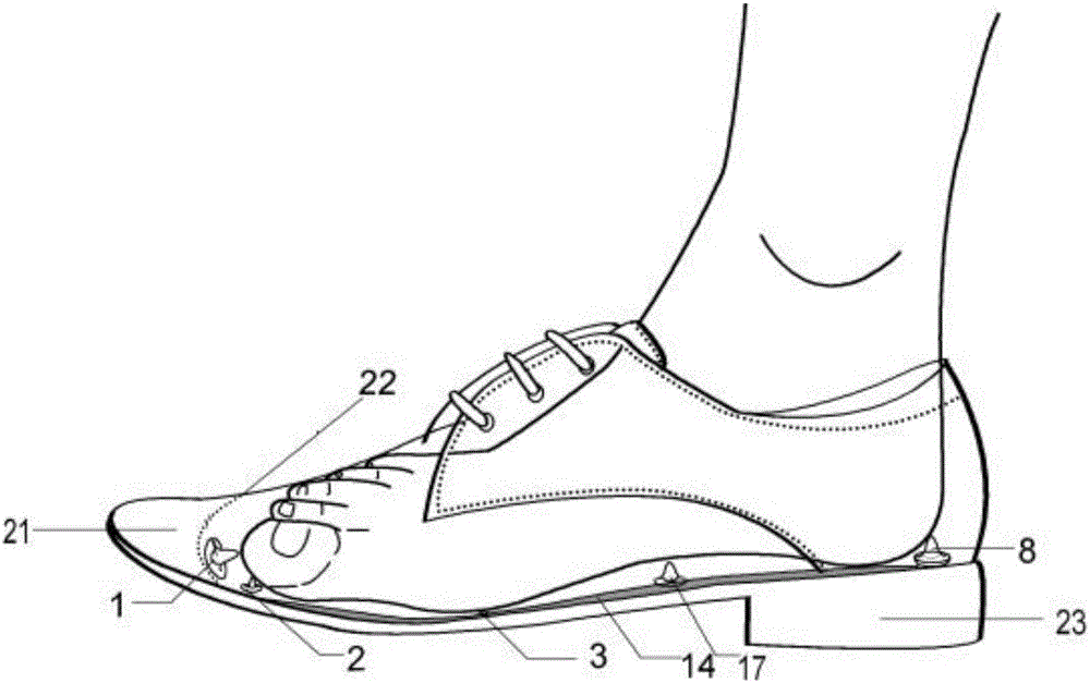 Perceptive blind guiding shoe