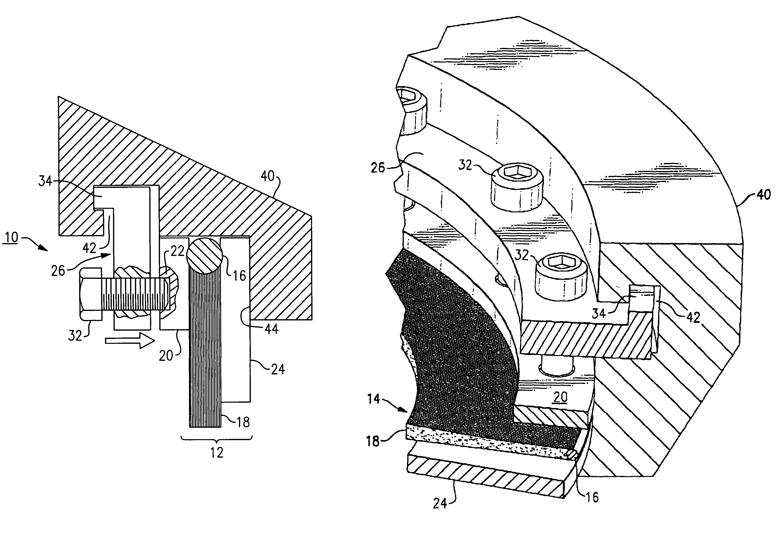 Clamp lock brush seal assembly