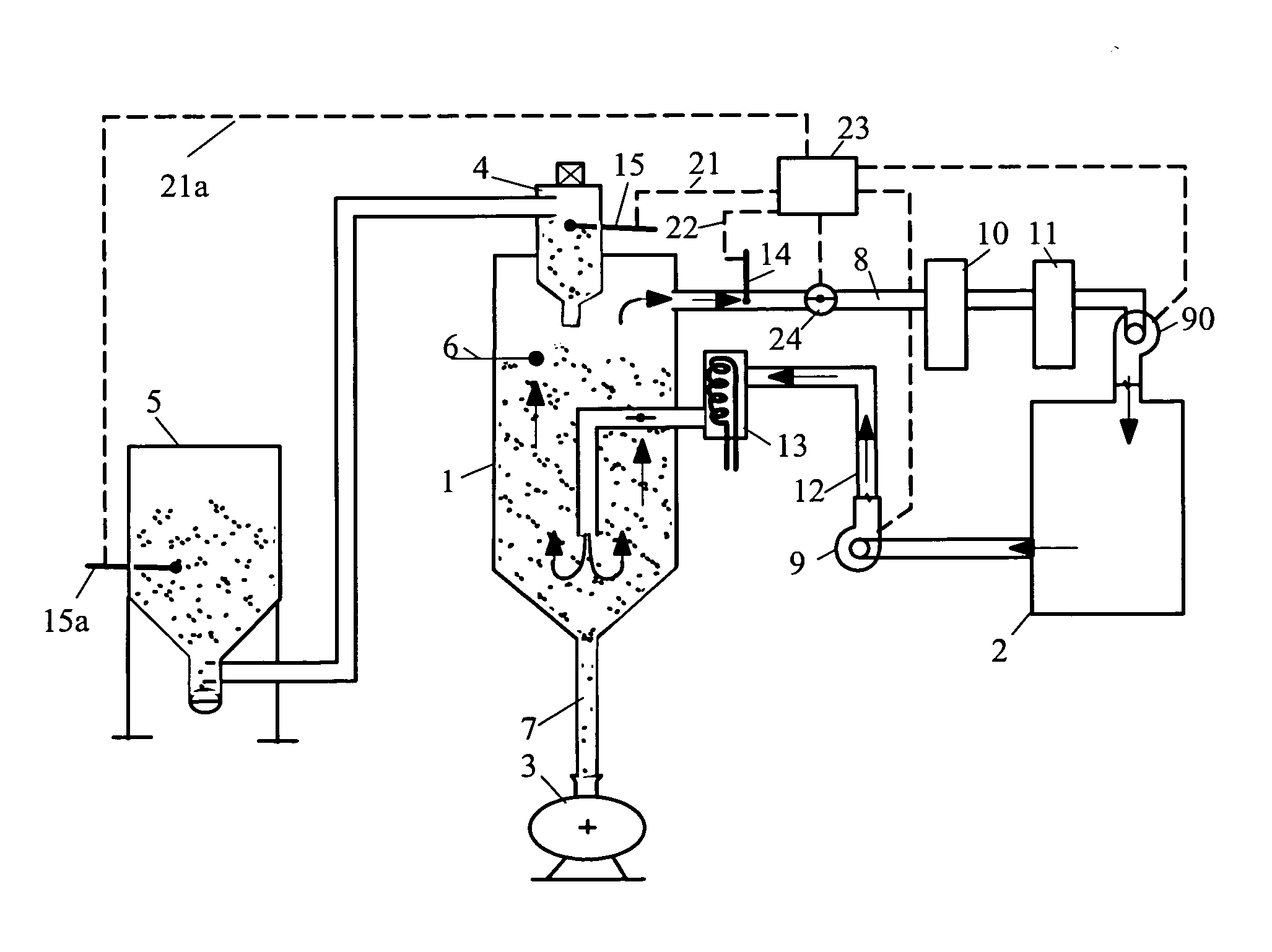 Method and apparatus for controlling gas flow through granulate in drying hoppers