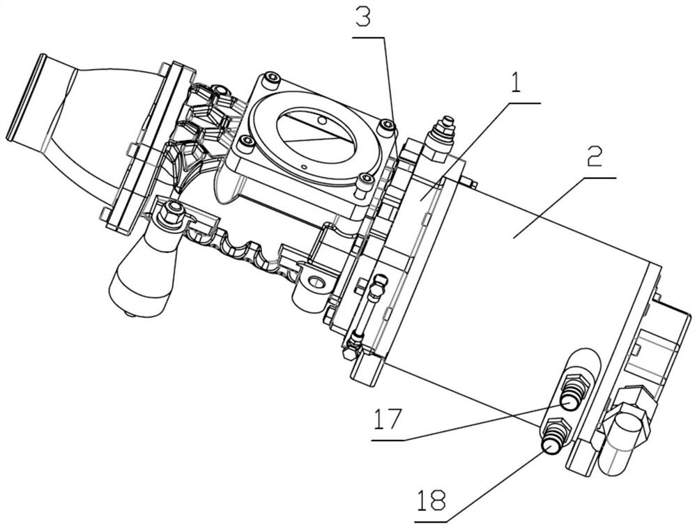 An integrated structure of motor end cover and gear chamber, motor and air compressor