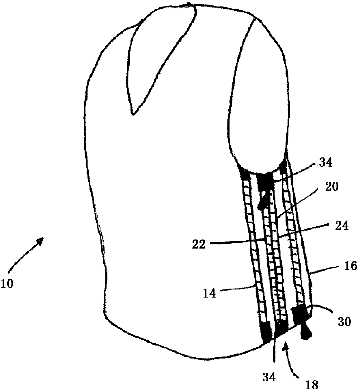 Article of clothing, in particular protective vest, and zipper assembly