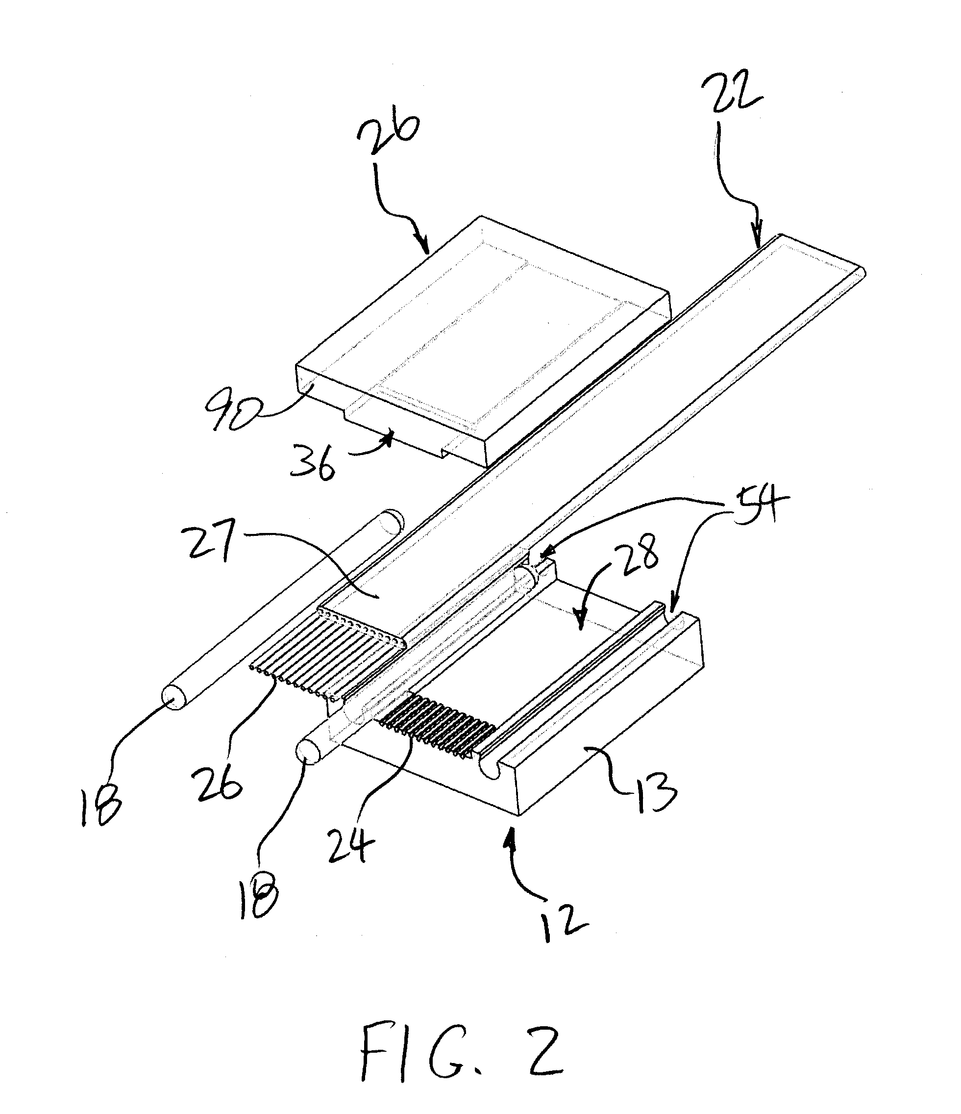 Optical fiber connector ferrule having open fiber clamping grooves