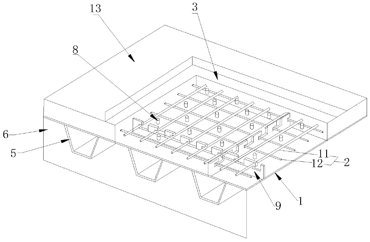 Orthotropic steel bridge deck ductile concrete composite structure and construction method