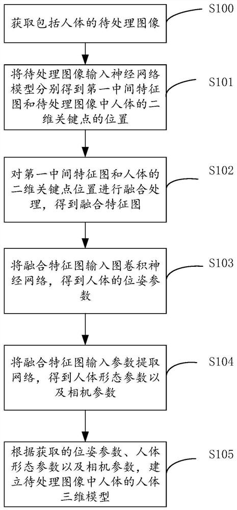 Human body three-dimensional model establishing method and device, electronic equipment and storage medium