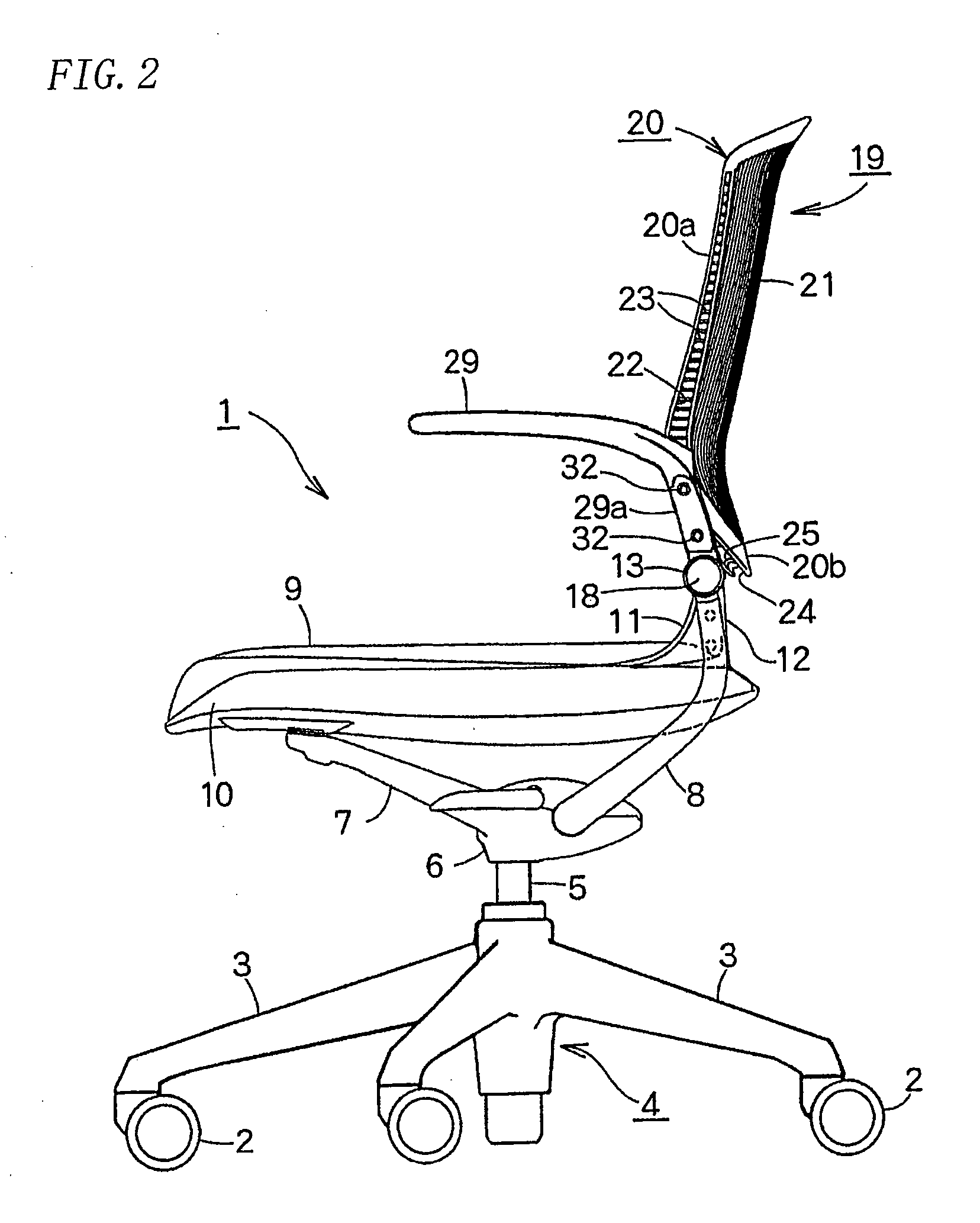 Backrest device in a chair