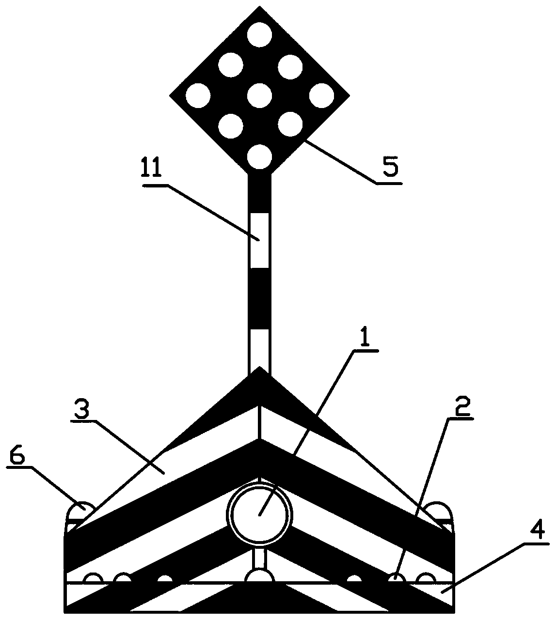 An anti-collision-inducing urban mid-zone safety island