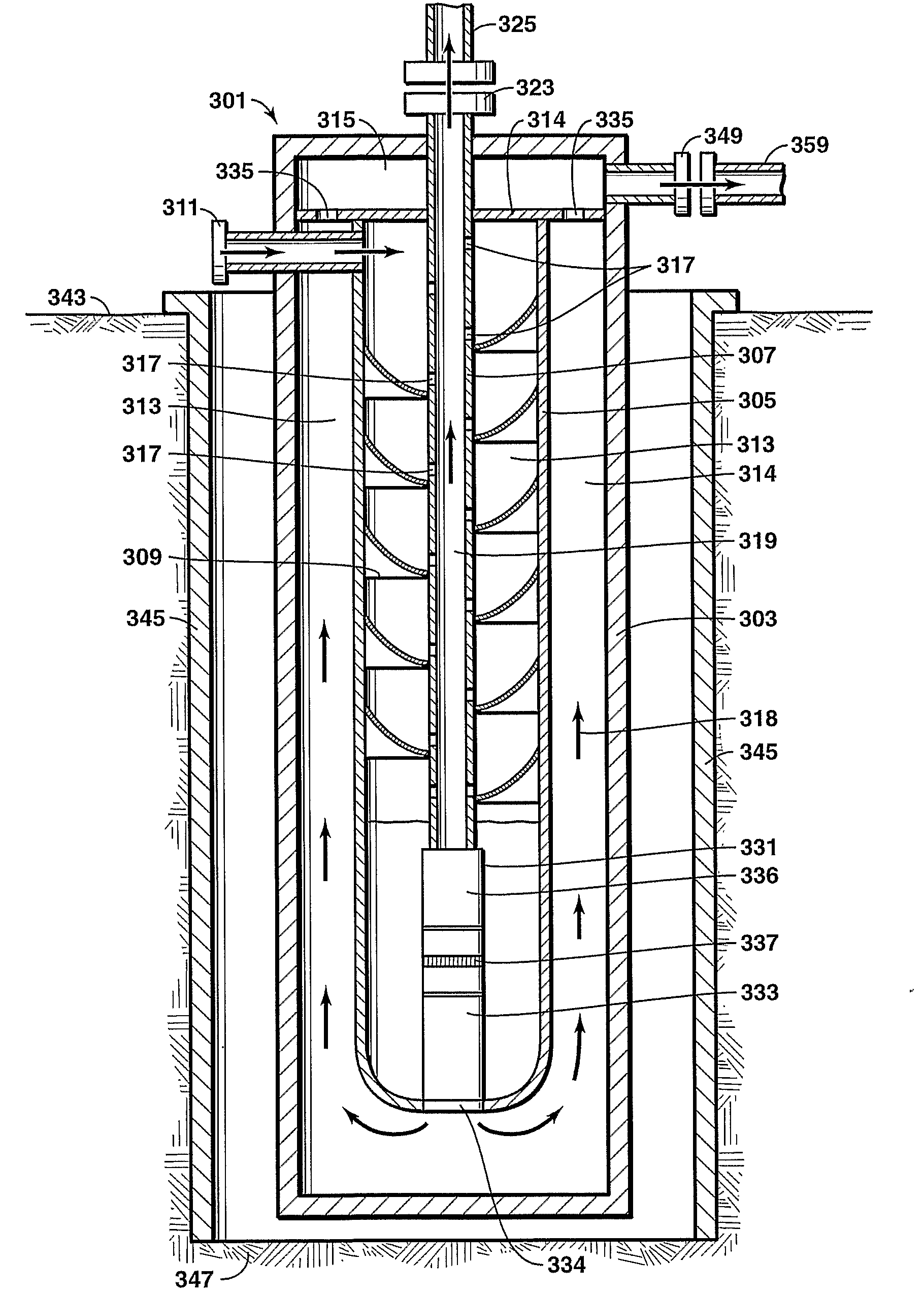 Vertical Annular Separation and Pumping System With Outer Annulus Liquid Discharge Arrangement