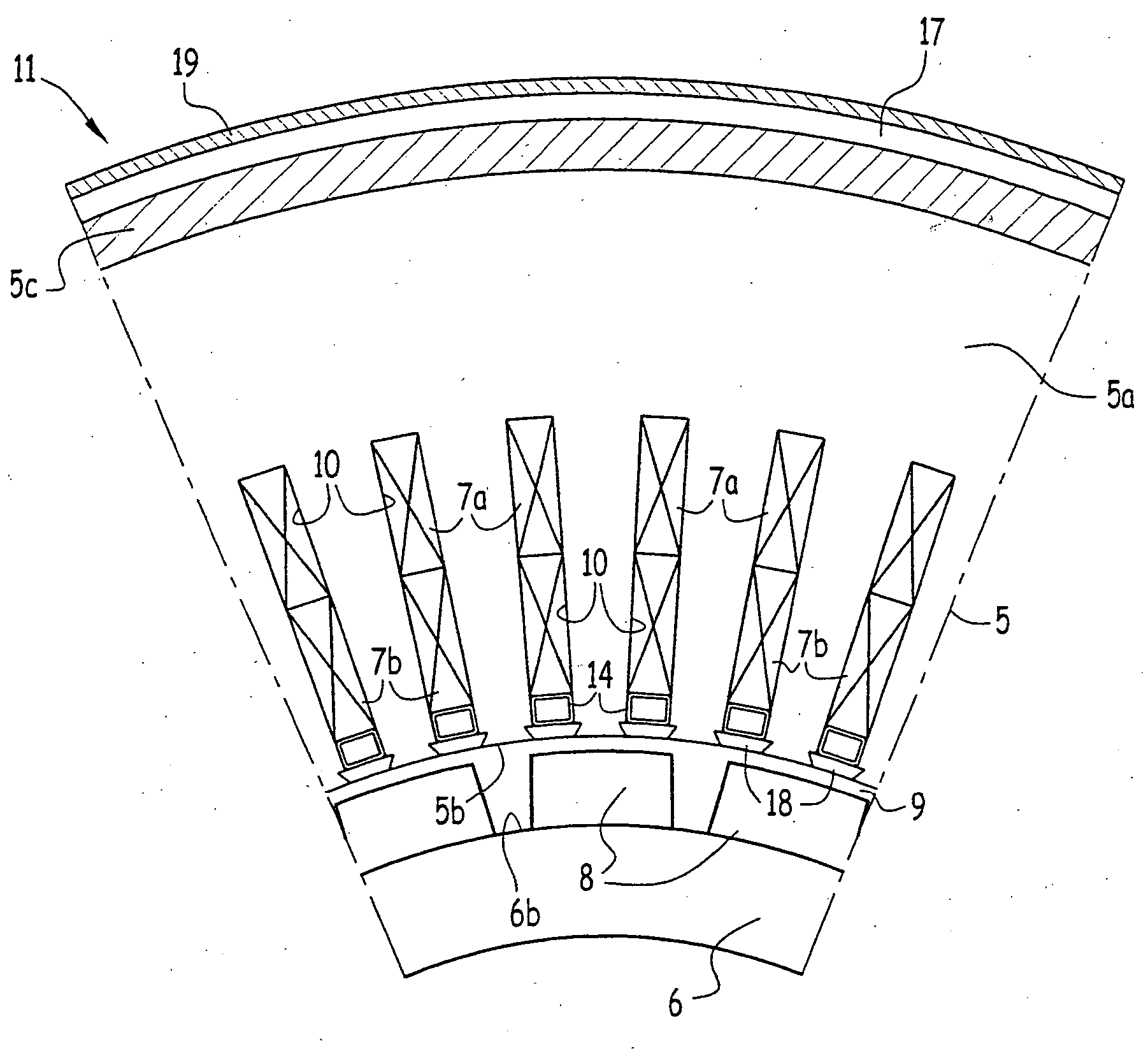 Device for cooling and electrical machine, in particular a synchronous electrical machine having permanent magnets