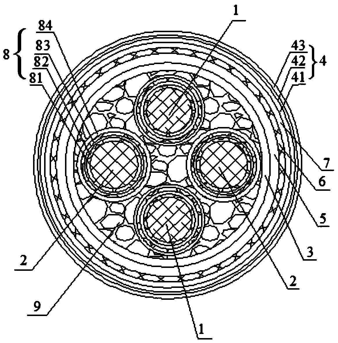 Fireproof ultraviolet-ray-resistant multi-core optical cable