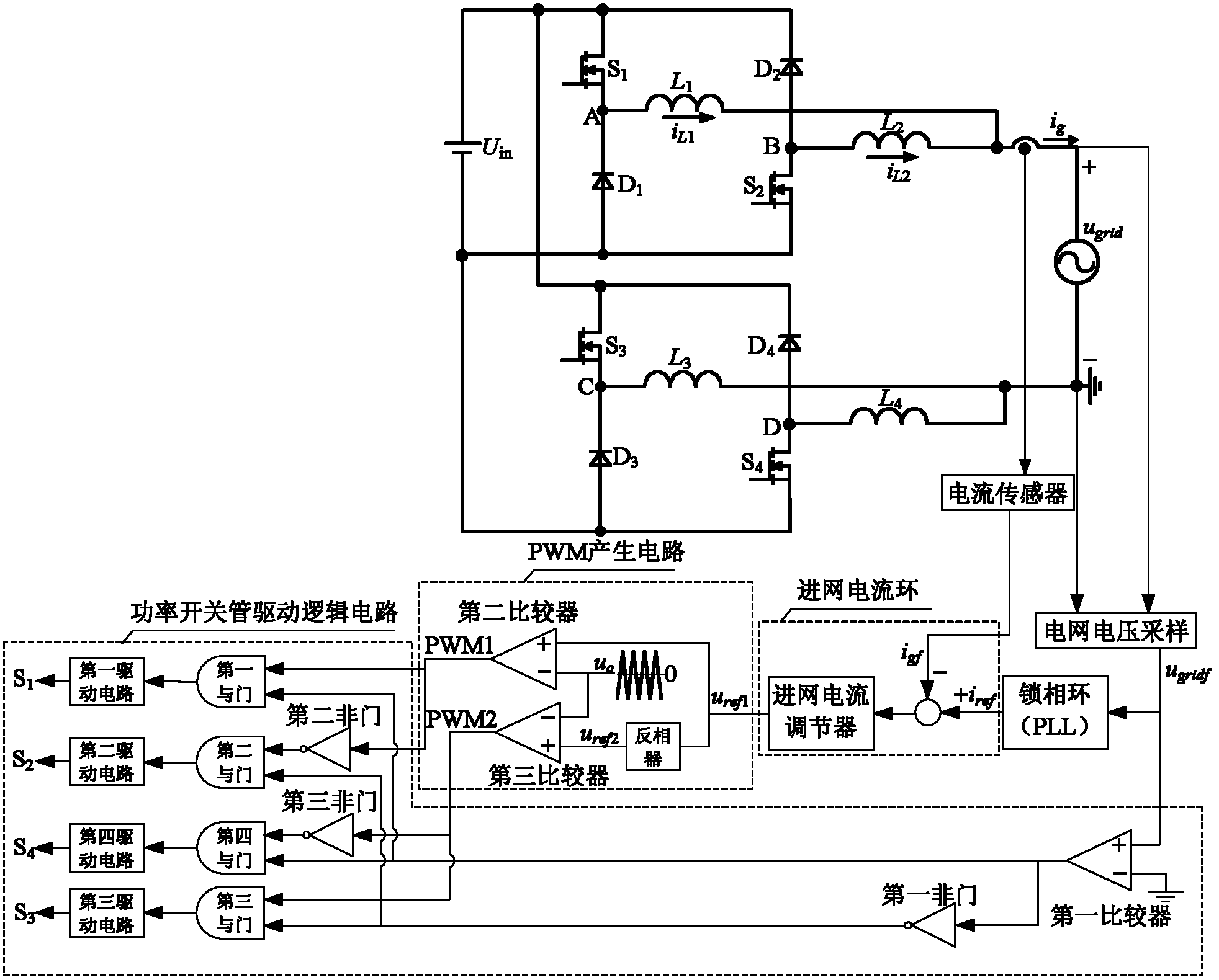 Control method for dual-bucking full-bridge grid-connected inverter