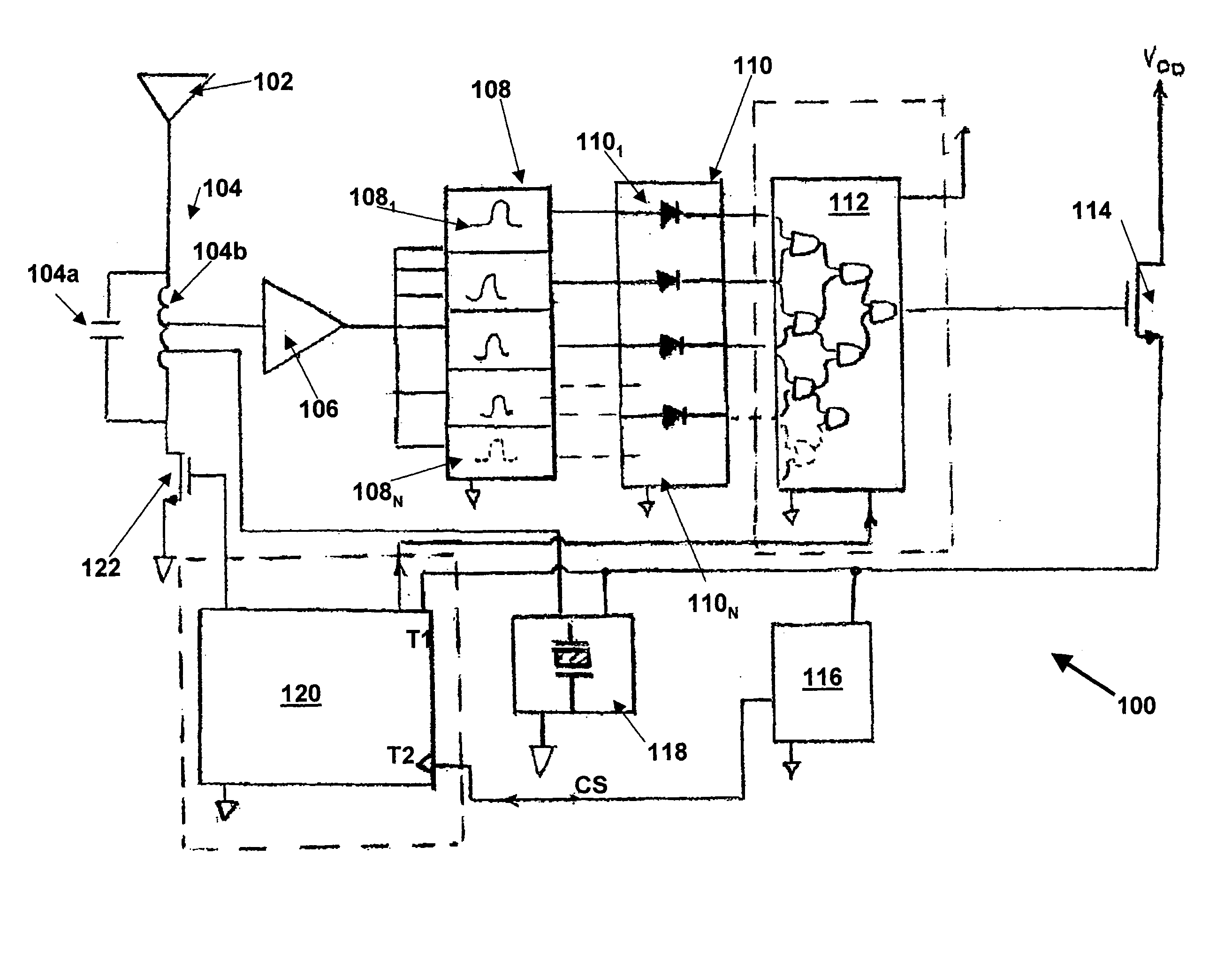 Continuous wave (CW) - fixed multiple frequency triggered, radio frequency identification (RFID) tag and system and method employing same