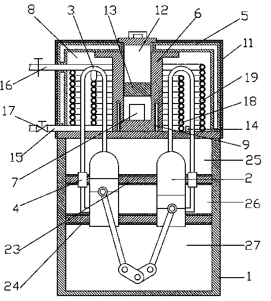 Stirling heat engine based on liquid radioactive waste concentrates