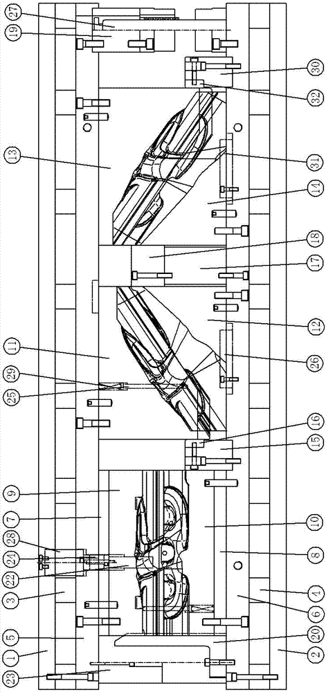 Forming and shaping die for air inlet manifold of automobile engine exhaust system