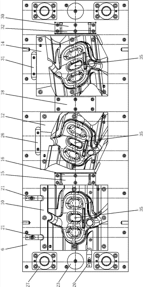 Forming and shaping die for air inlet manifold of automobile engine exhaust system