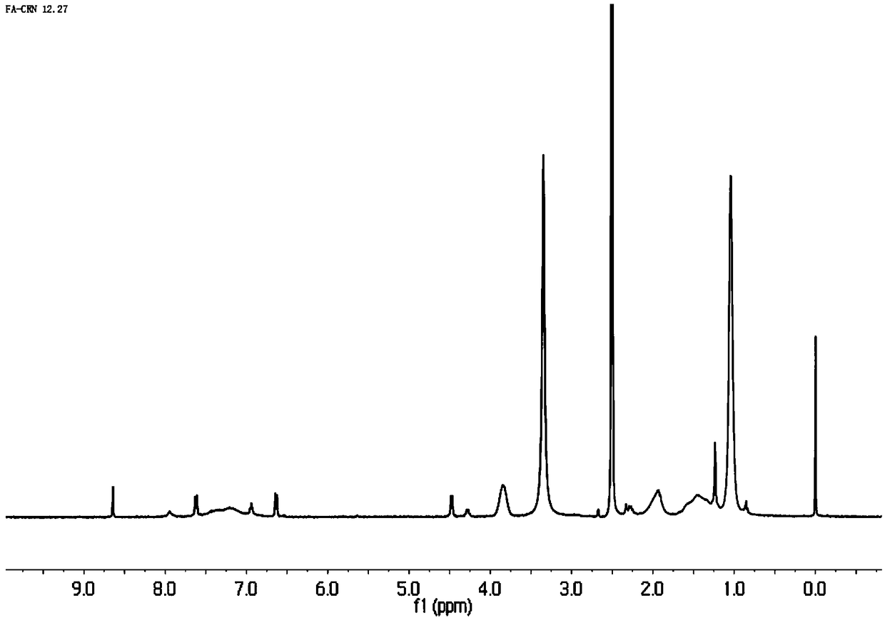 Folic acid modifying chitosan nano particles as well as preparation and application thereof