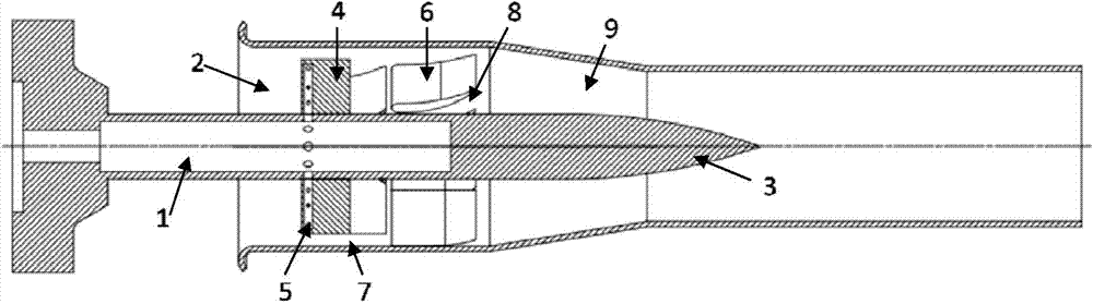 Gas turbine combustion chamber axial two-stage swirl nozzle