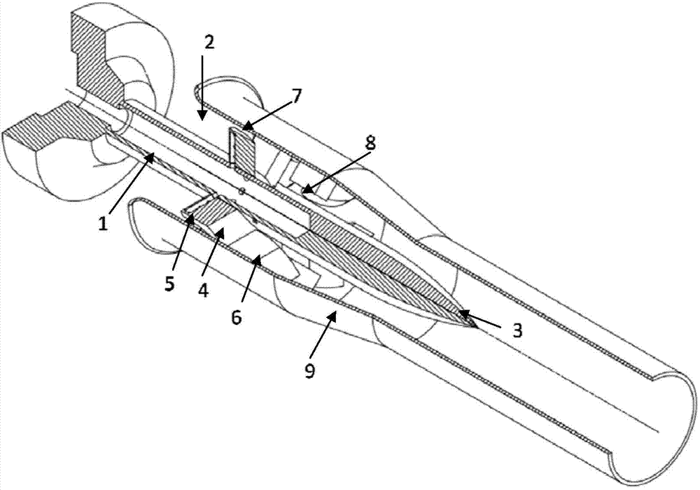 Gas turbine combustion chamber axial two-stage swirl nozzle