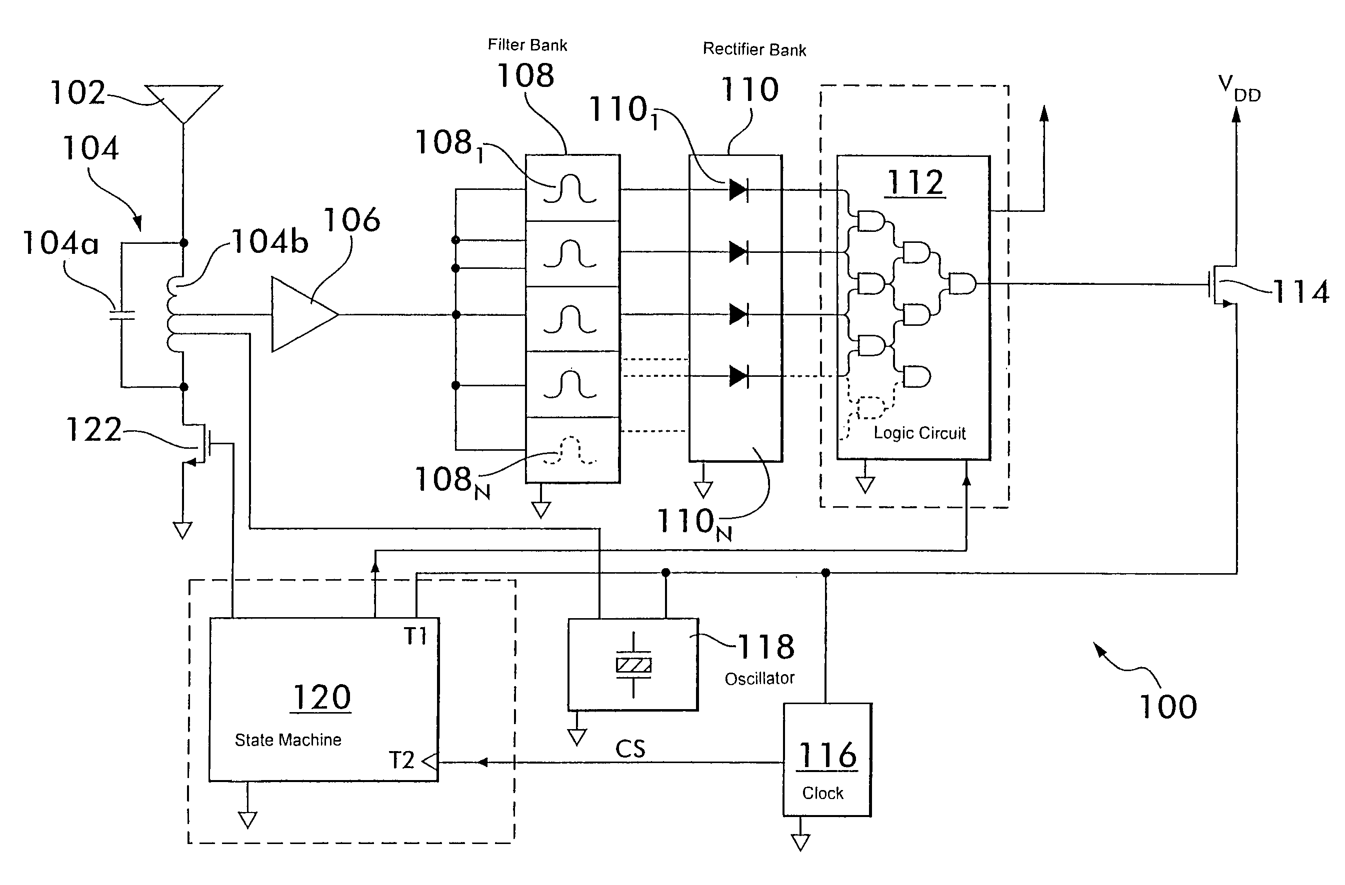 Continuous wave (CW)-fixed multiple frequency triggered, radio frequency identification (RFID) tag and system and method employing same