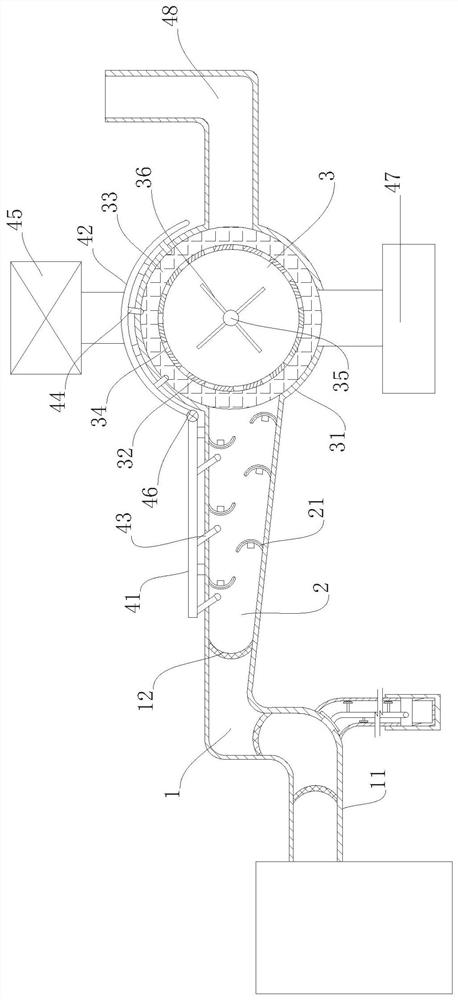 Flue gas treatment device for asphalt workshop