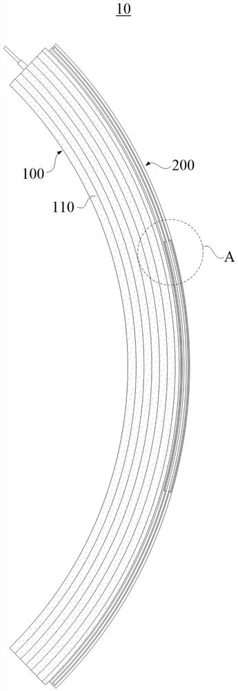 Shaping processing method for arc-shaped battery, and arc-shaped battery