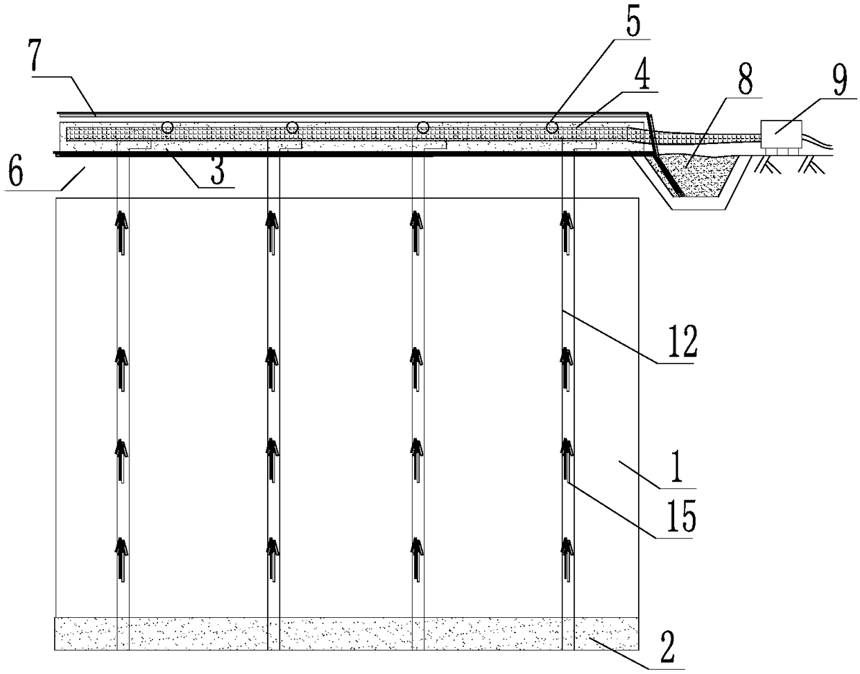 Foundation treatment method for reclamation project combined with layered drainage method