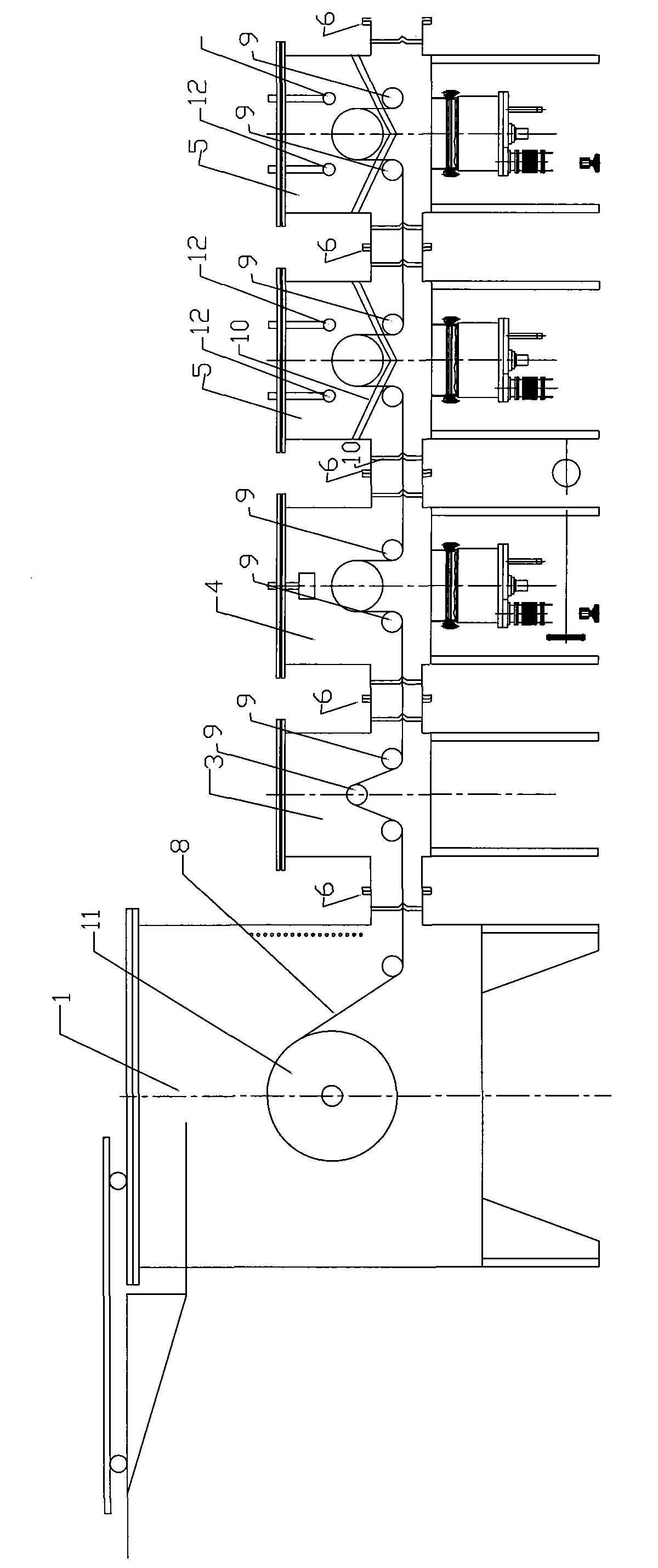 Continuous winding magnetic control sputtering vacuum coating device