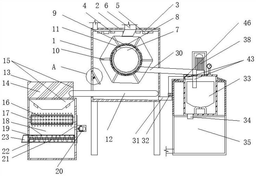 Large sewage treatment device capable of easily cleaning impurities